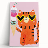 Kids Room Decor - Fun Tiger & Ice Cream Wall Art for Girls’ Spaces