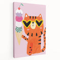 Kids Room Decor - Fun Tiger & Ice Cream Wall Art for Girls’ Spaces