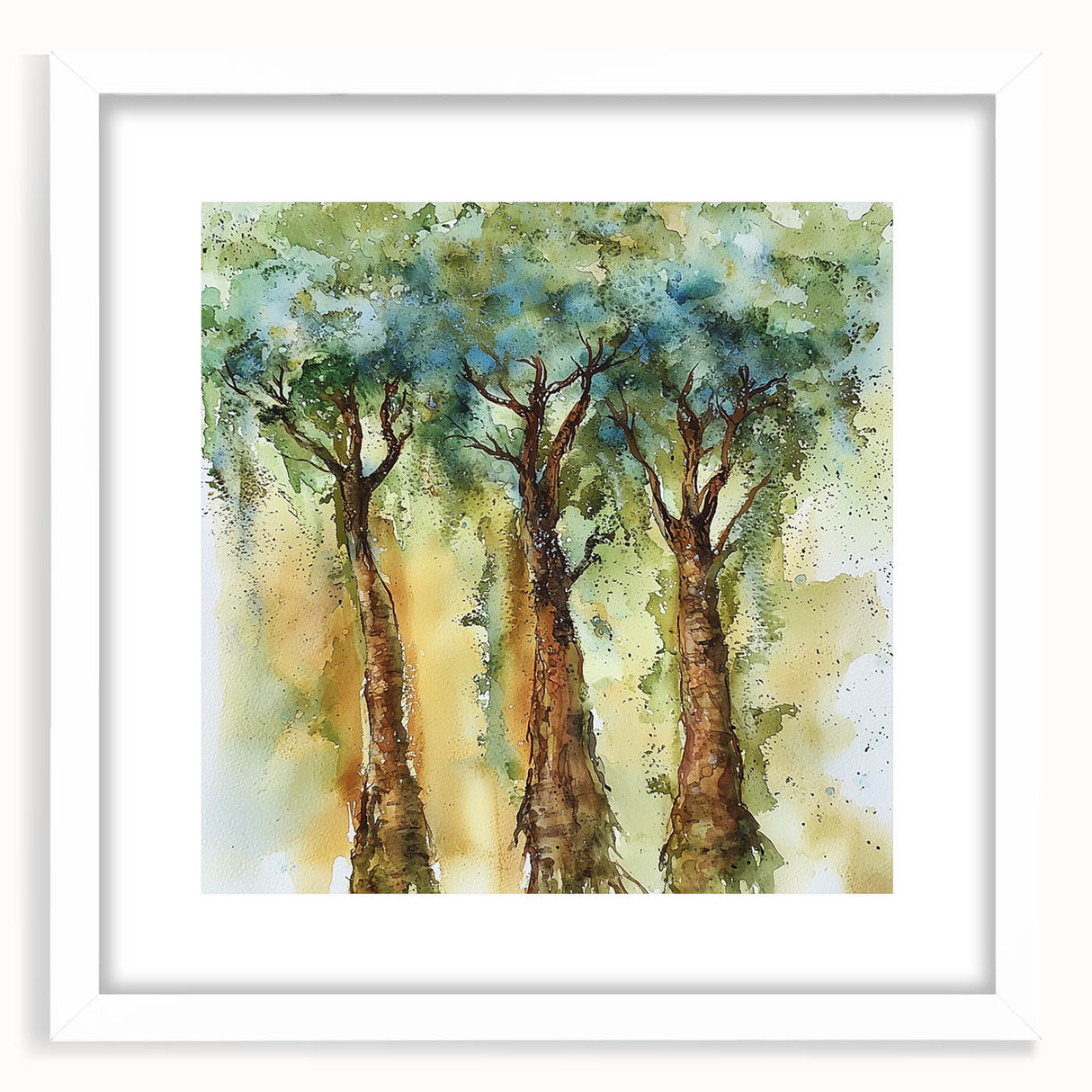 Abstract floral design framed with a white mat, showcasing vibrant colors and intricate patterns, perfect for home decor and art enthusiasts.