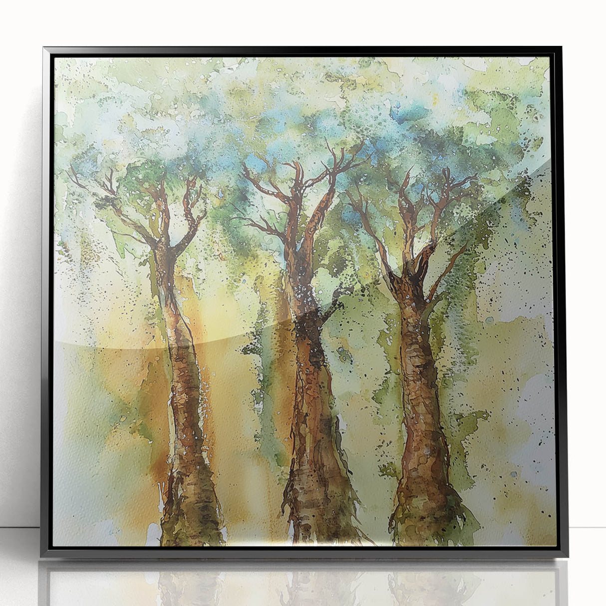 Framed acrylic artwork showcasing vibrant abstract floral designs with intricate details, set against a sleek black background, perfect for modern decor.