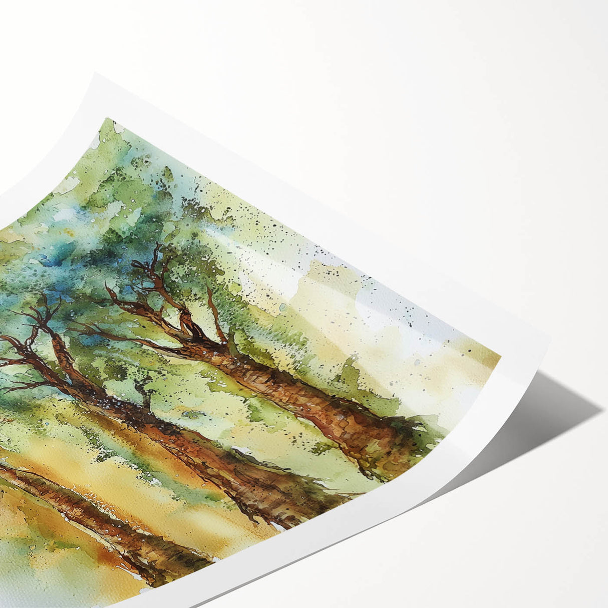 Abstract floral design rolled print featuring vibrant colors of pink, blue, and green, showcasing intricate patterns and textures, ideal for modern home decor.