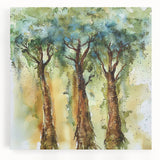 Vibrant abstract floral canvas artwork showcasing colorful blooms in hues of pink, blue, and green, ideal for modern home decor and interior design accents.