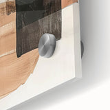 Abstract minimalist wall art design in vibrant colors displayed on acrylic glass, showcasing intricate patterns and textures, perfect for modern home decor.