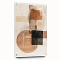 Abstract minimalist wall art displayed in a side view, featuring geometric shapes and soft color gradients, mounted with stylish pins on an acrylic glass background. This modern decor piece adds a contemporary touch to any interior space, perfect for art enthusiasts.