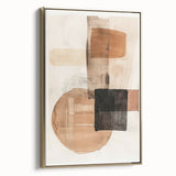 Framed minimalist wall art with an abstract design featuring gold accents, displayed in a stylish side view, perfect for modern home decor.