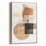 Framed abstract minimalist wall art in a sleek silver frame, showcasing subtle geometric patterns and a modern aesthetic, perfect for contemporary home decor.