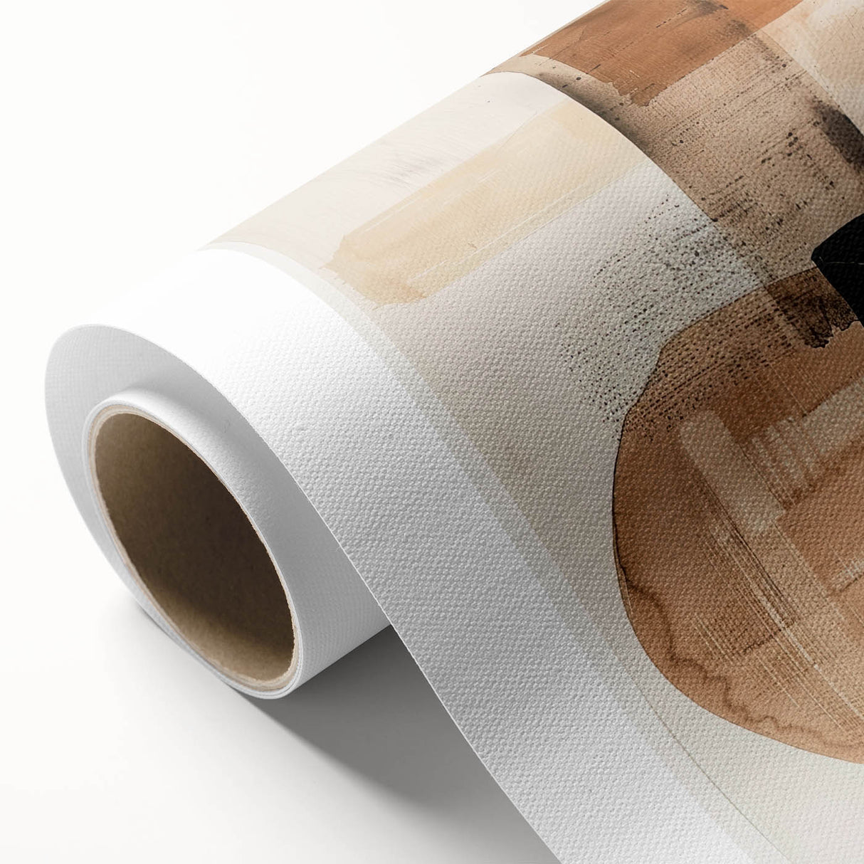 Abstract minimalist wall art rolled canvas displaying soft pastel colors and geometric shapes, perfect for modern home decor. Packaged securely in a cardboard tube for easy transport.
