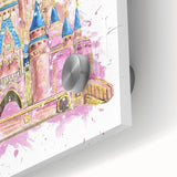 Magical Girls Room Wall Art - Pink Castle Nursery Art Print