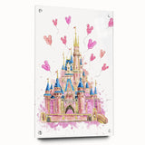 Magical Girls Room Wall Art - Pink Castle Nursery Art Print