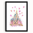 Magical Girls Room Wall Art - Pink Castle Nursery Art Print