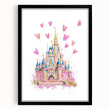 Magical Girls Room Wall Art - Pink Castle Nursery Art Print
