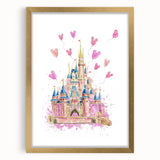 Magical Girls Room Wall Art - Pink Castle Nursery Art Print