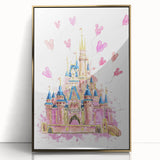 Magical Girls Room Wall Art - Pink Castle Nursery Art Print