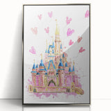 Magical Girls Room Wall Art - Pink Castle Nursery Art Print