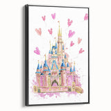 Magical Girls Room Wall Art - Pink Castle Nursery Art Print