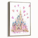 Magical Girls Room Wall Art - Pink Castle Nursery Art Print