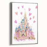Magical Girls Room Wall Art - Pink Castle Nursery Art Print