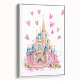 Magical Girls Room Wall Art - Pink Castle Nursery Art Print