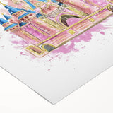 Magical Girls Room Wall Art - Pink Castle Nursery Art Print