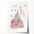 Magical Girls Room Wall Art - Pink Castle Nursery Art Print