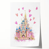 Magical Girls Room Wall Art - Pink Castle Nursery Art Print