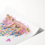 Magical Girls Room Wall Art - Pink Castle Nursery Art Print