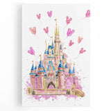 Magical Girls Room Wall Art - Pink Castle Nursery Art Print