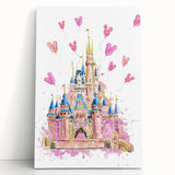 Magical Girls Room Wall Art - Pink Castle Nursery Art Print