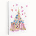Magical Girls Room Wall Art - Pink Castle Nursery Art Print