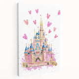 Magical Girls Room Wall Art - Pink Castle Nursery Art Print