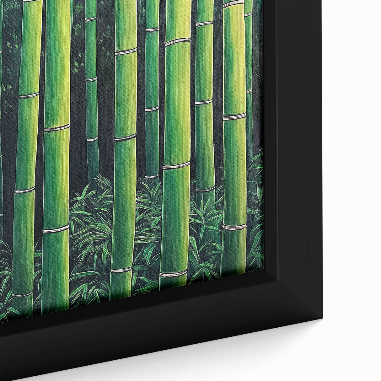 Close-up view of a framed abstract floral canvas art piece showcasing vibrant colors and intricate details, perfect for modern home decor.