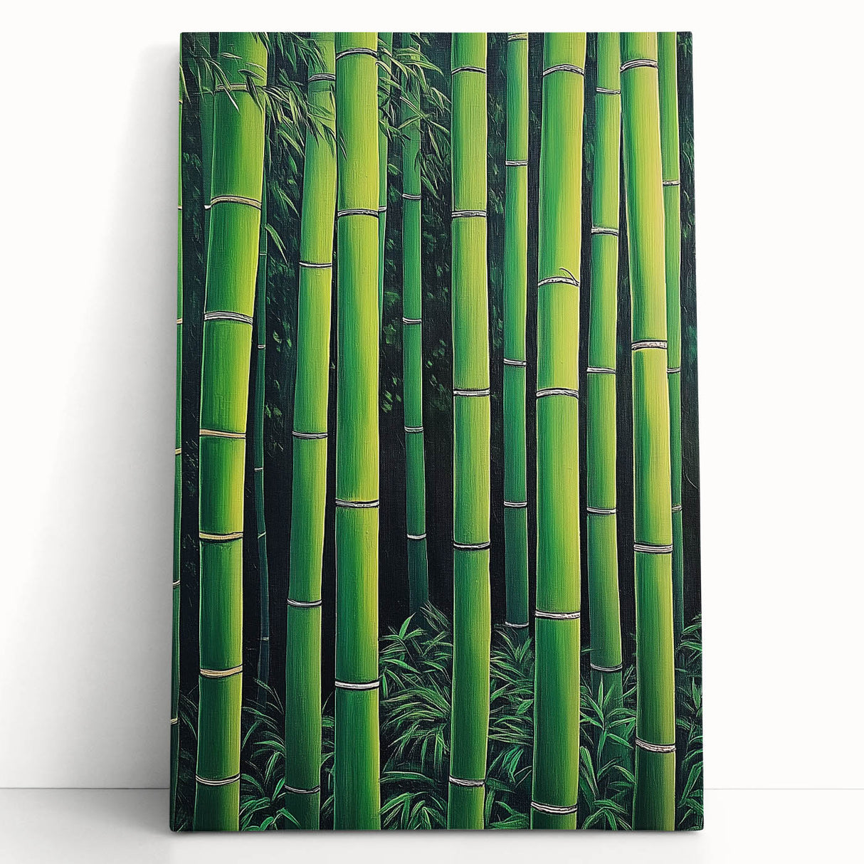 Abstract floral canvas art featuring vibrant colors and intricate designs, elegantly leaning against a neutral wall, perfect for modern home decor. Ideal for adding a touch of sophistication to any space.