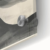 Close-up of a minimalist abstract wall art piece on acrylic glass, showcasing vibrant colors and geometric shapes, ideal for modern home decor.