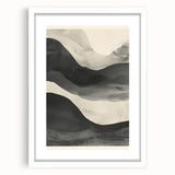 Abstract minimalist wall art framed with a white mat, showcasing a geometric design in soft pastel colors, perfect for modern home decor and stylish interiors.