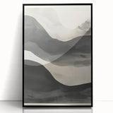 Framed abstract minimalist wall art featuring a sleek black design, perfect for modern decor. The acrylic front enhances its contemporary aesthetic.