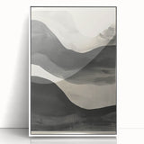 Framed abstract minimalist wall art featuring a soft white background with subtle geometric shapes, ideal for modern home decor. The acrylic frame adds elegance, making it a perfect centerpiece for living spaces or offices.