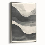 Framed abstract minimalist wall art featuring a silver-toned design, showcasing sleek lines and a modern aesthetic, perfect for contemporary home decor.