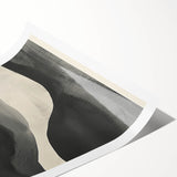 Abstract minimalist wall art print showcasing soft pastel colors and geometric shapes, rolled and ready for display, emphasizing modern decor aesthetics.