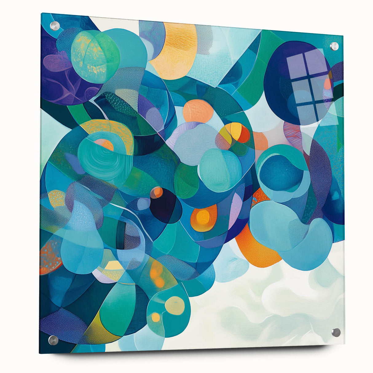 Playful Abstract Wall Art – Aqua, Navy & Orange Modern Canvas