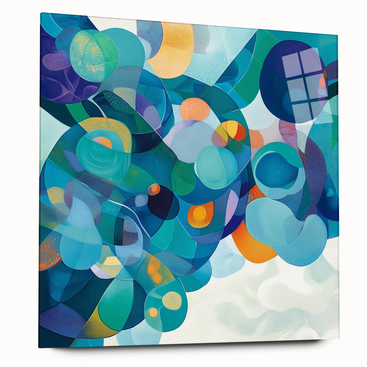 Playful Abstract Wall Art – Aqua, Navy & Orange Modern Canvas