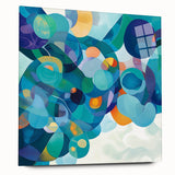 Playful Abstract Wall Art – Aqua, Navy & Orange Modern Canvas