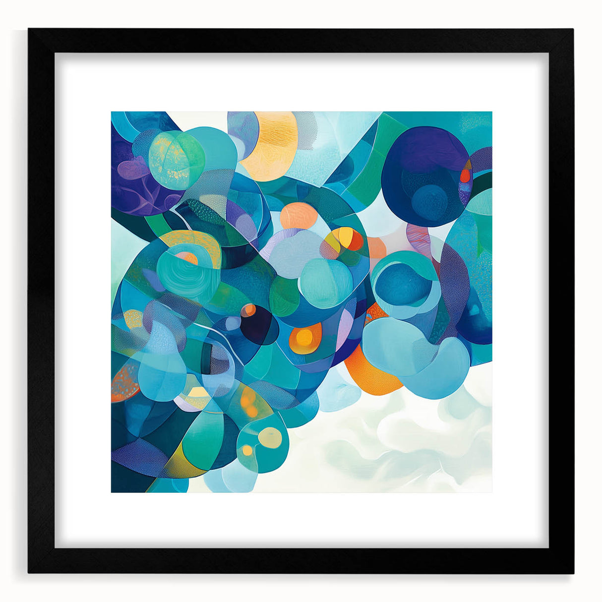 Playful Abstract Wall Art – Aqua, Navy & Orange Modern Canvas