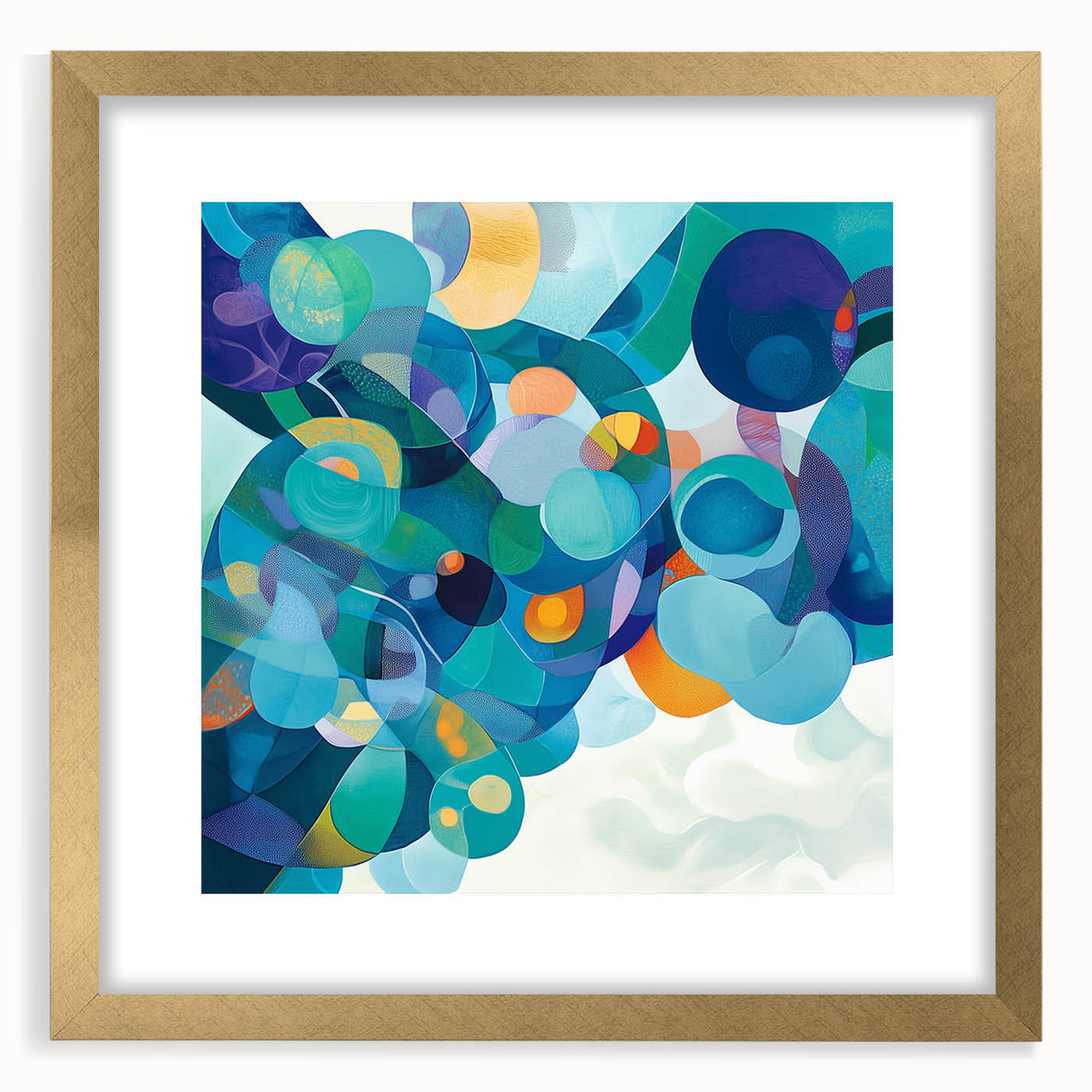 Playful Abstract Wall Art – Aqua, Navy & Orange Modern Canvas