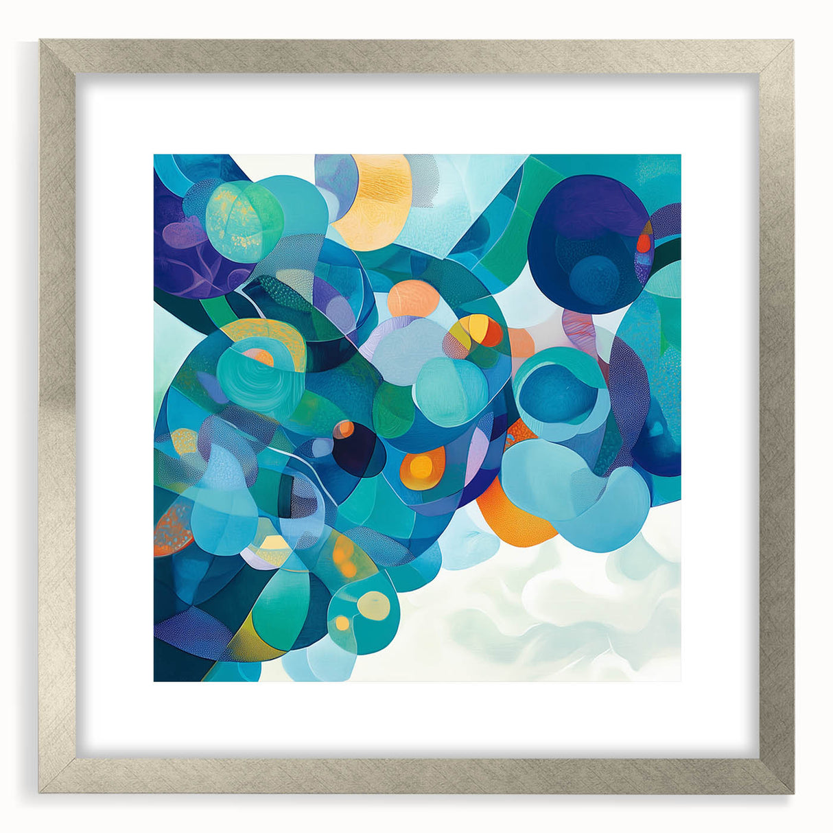Playful Abstract Wall Art – Aqua, Navy & Orange Modern Canvas