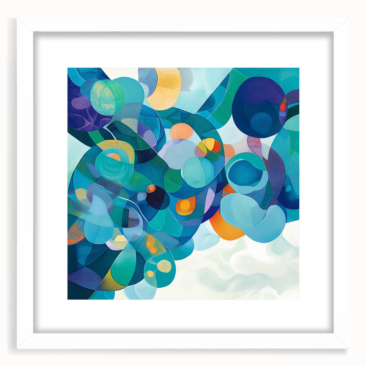 Playful Abstract Wall Art – Aqua, Navy & Orange Modern Canvas