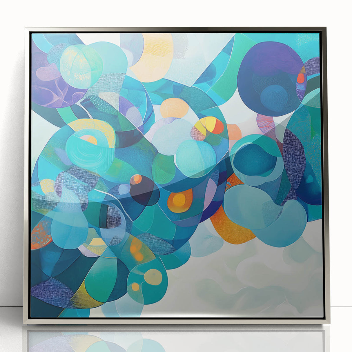 Playful Abstract Wall Art – Aqua, Navy & Orange Modern Canvas