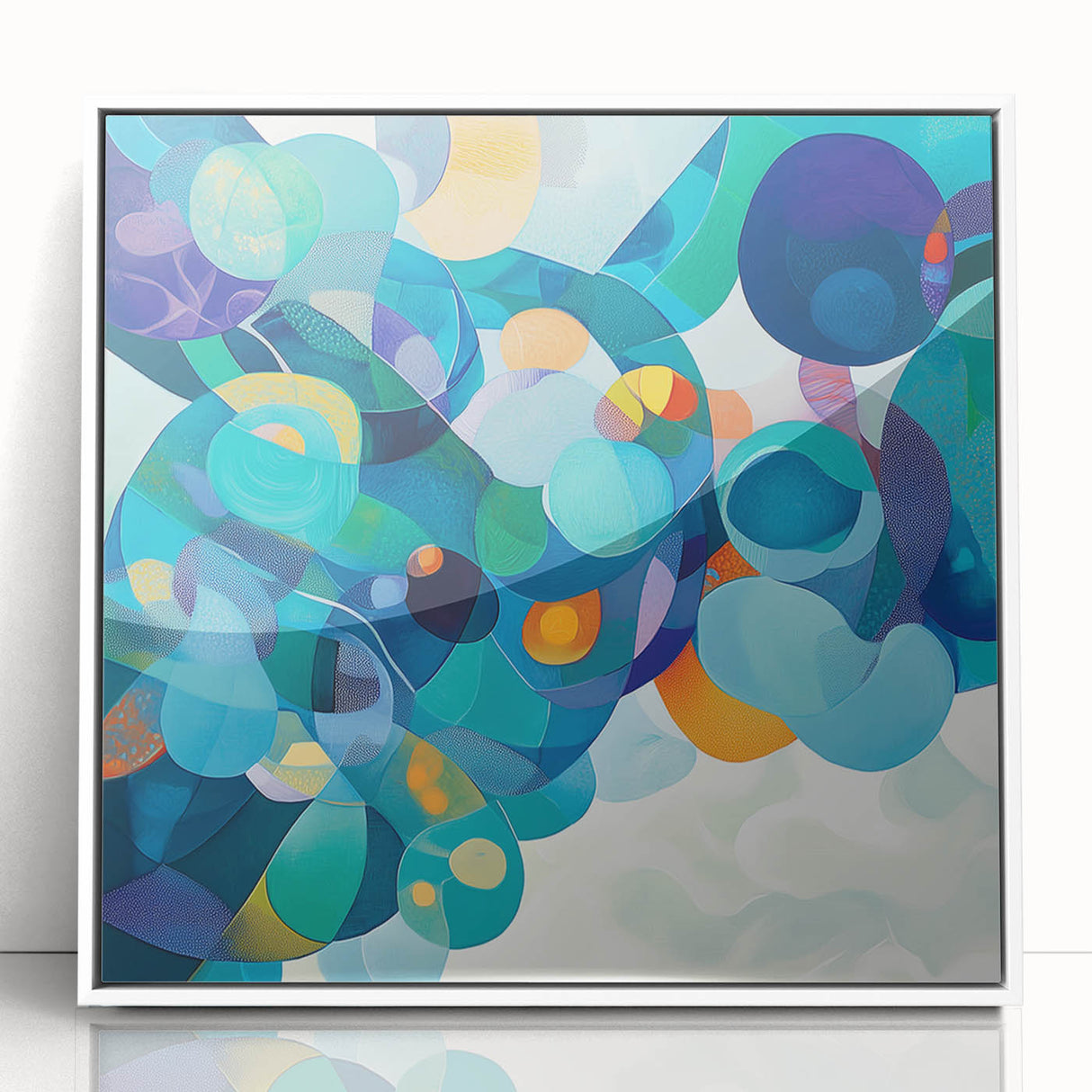 Playful Abstract Wall Art – Aqua, Navy & Orange Modern Canvas
