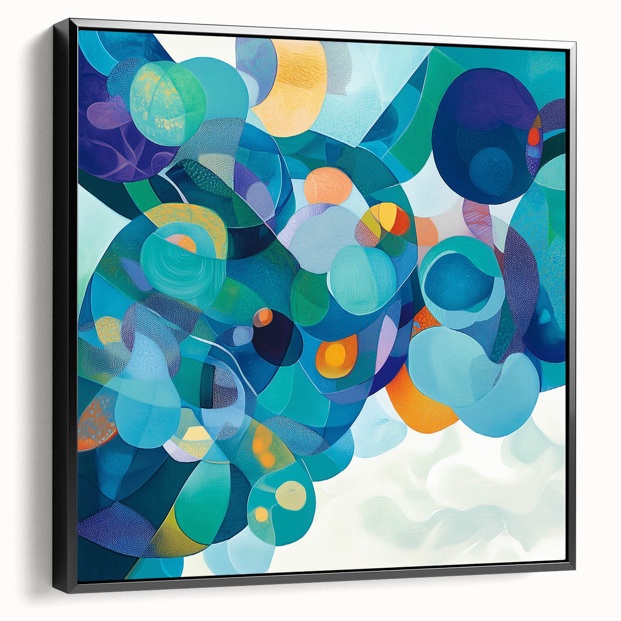 Playful Abstract Wall Art – Aqua, Navy & Orange Modern Canvas