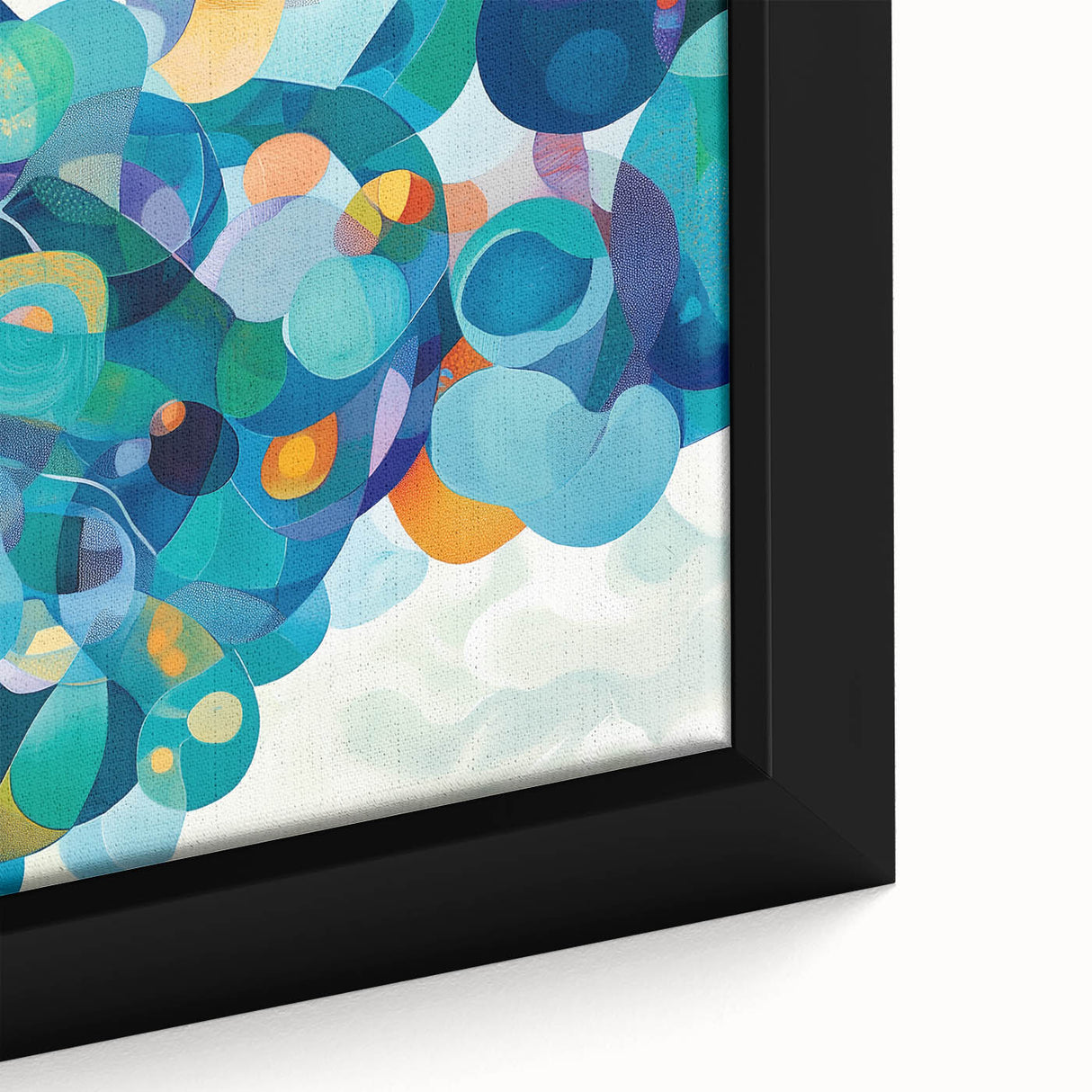 Playful Abstract Wall Art – Aqua, Navy & Orange Modern Canvas