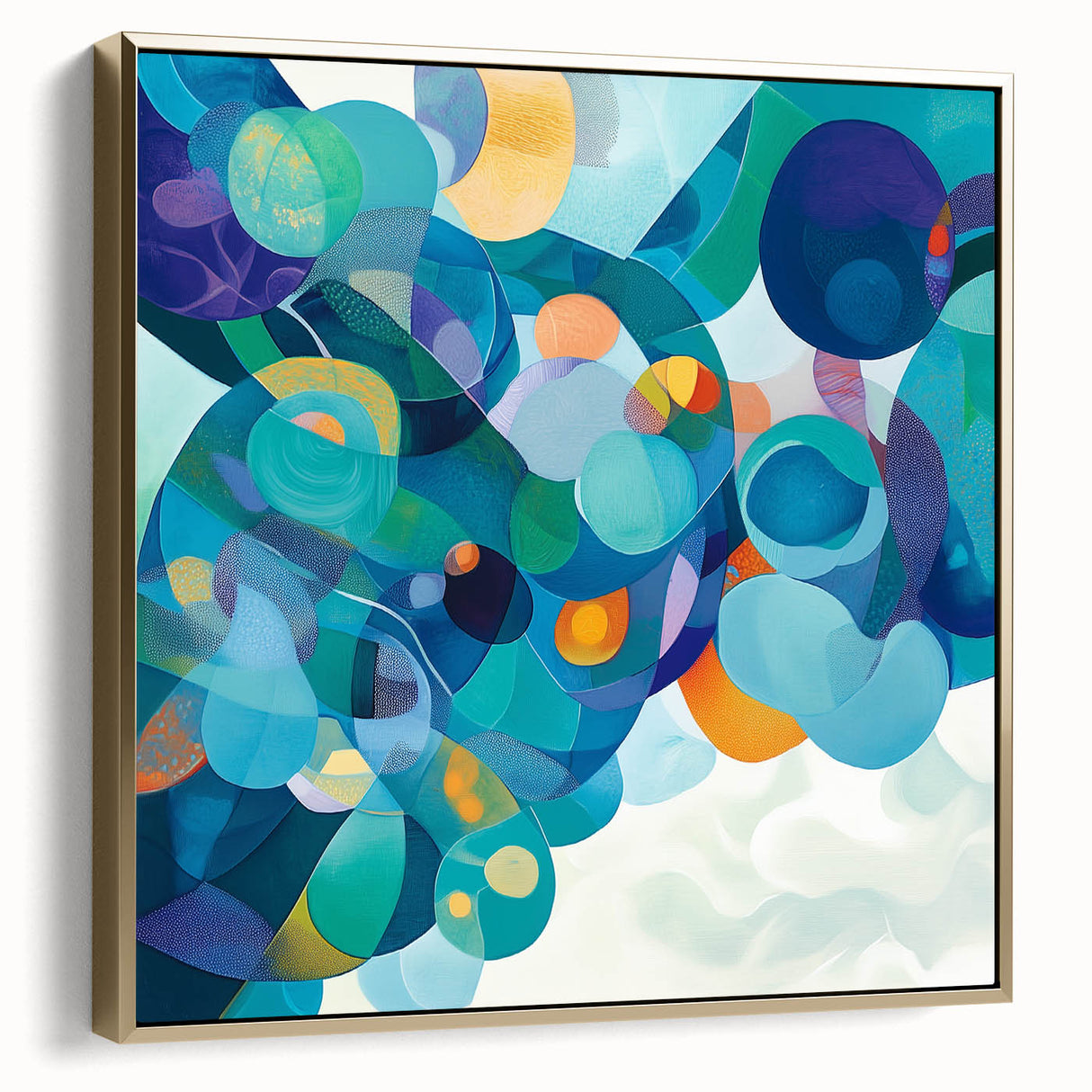 Playful Abstract Wall Art – Aqua, Navy & Orange Modern Canvas